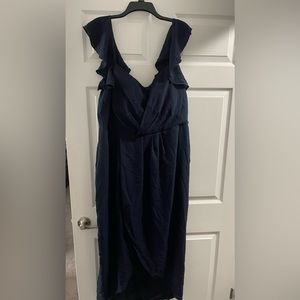 Navy blue off the shoulder maxi dress